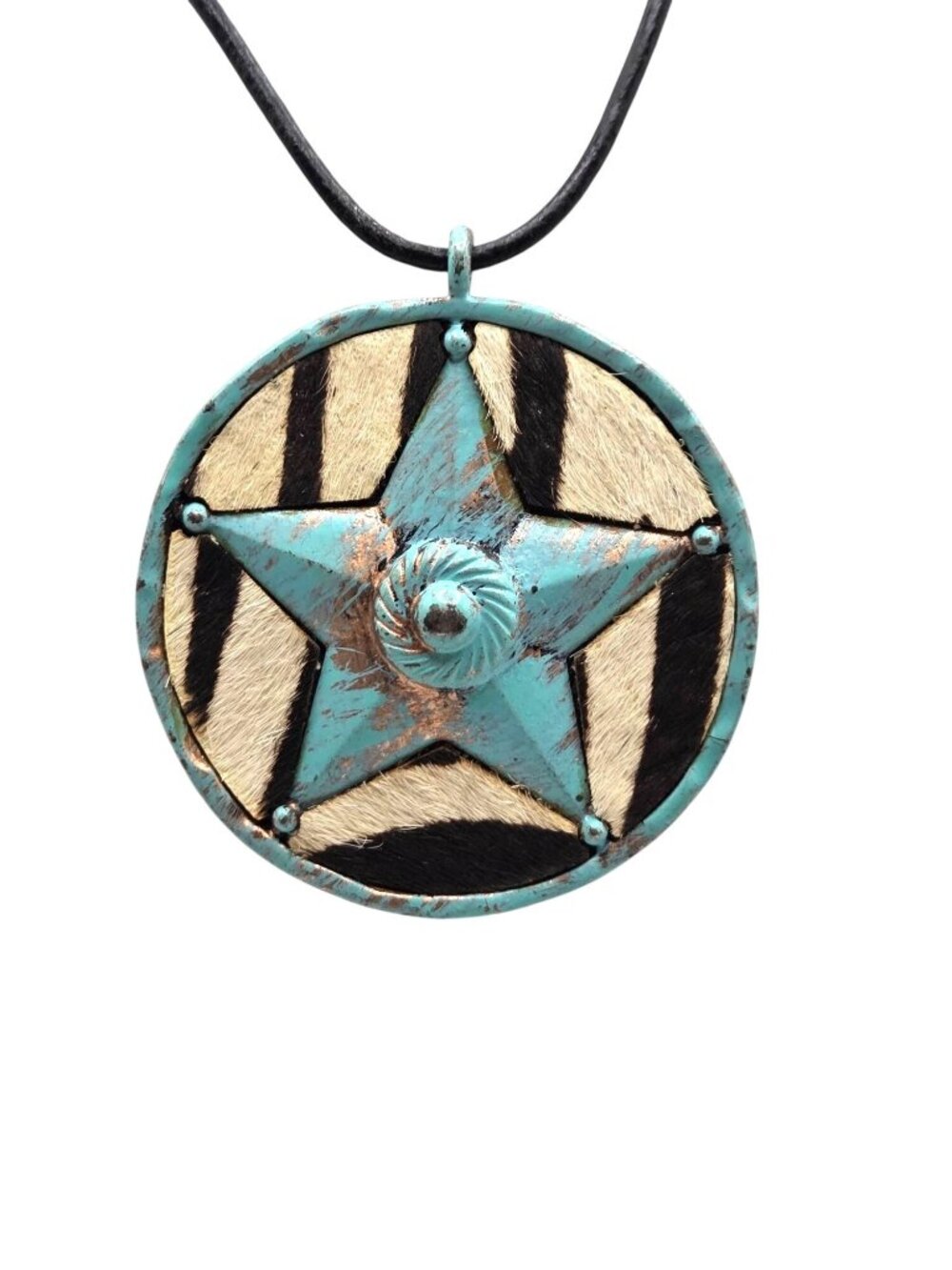 Charming Charlie Boho Star Pendant Necklace W/ Black Cord & Adjustable Chain
